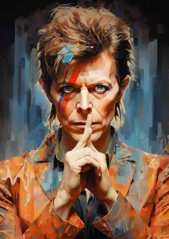 David bowie in silent pose with finger | Metal Poster