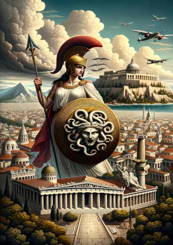 Greek goddess Athena goddess of wisdom and warfare | Metal Poster