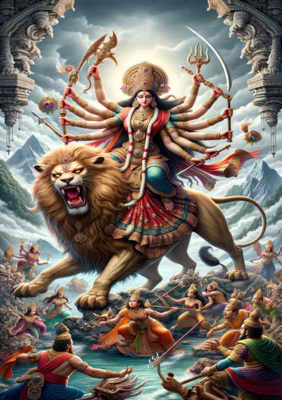 Hindu deity Goddess Durga warrior goddess | Metal Poster