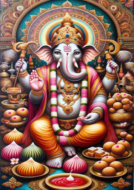 Hindu god Lord Ganesha remover of obstacles | Metal Poster