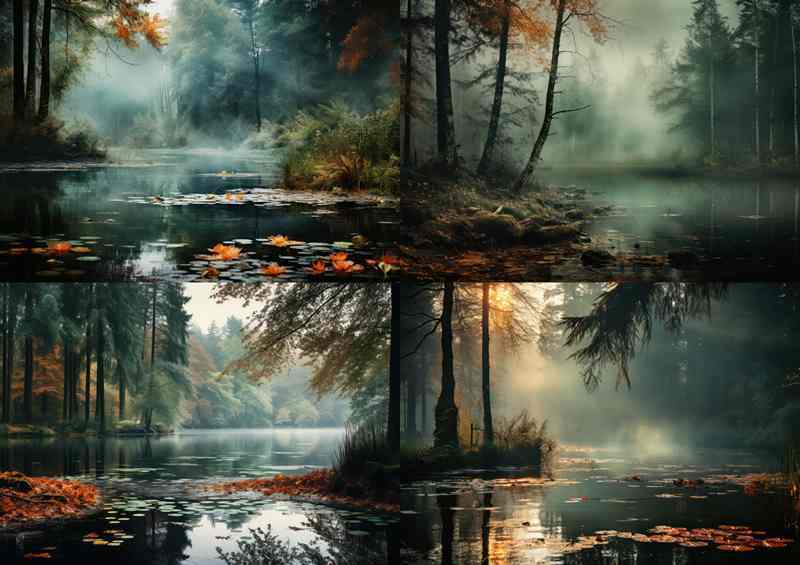 Foggy Weather Trees on Still Waters | Metal Poster