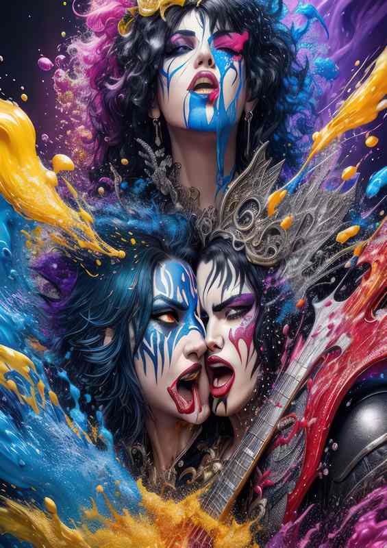 DreamShaper Kiss Band Splash Metal Poster (14400px)