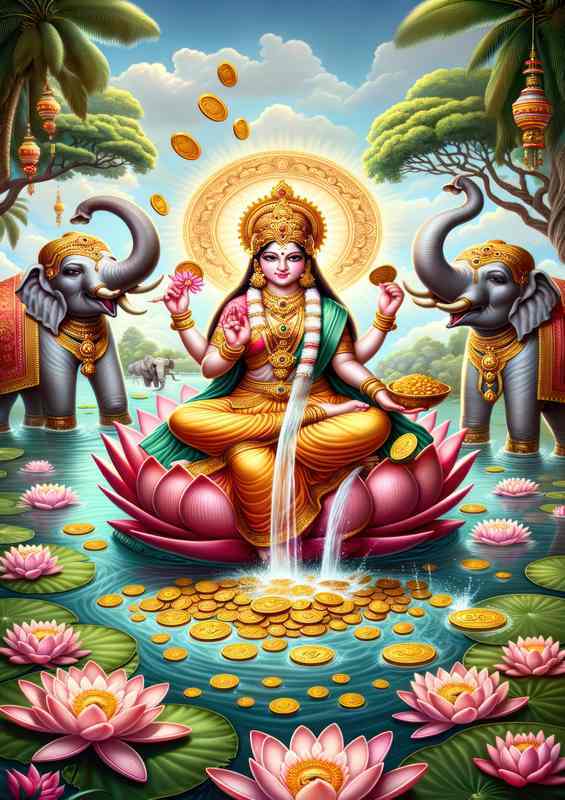 Hindu goddess Lakshmi deity of wealth and prosperity | Metal Poster
