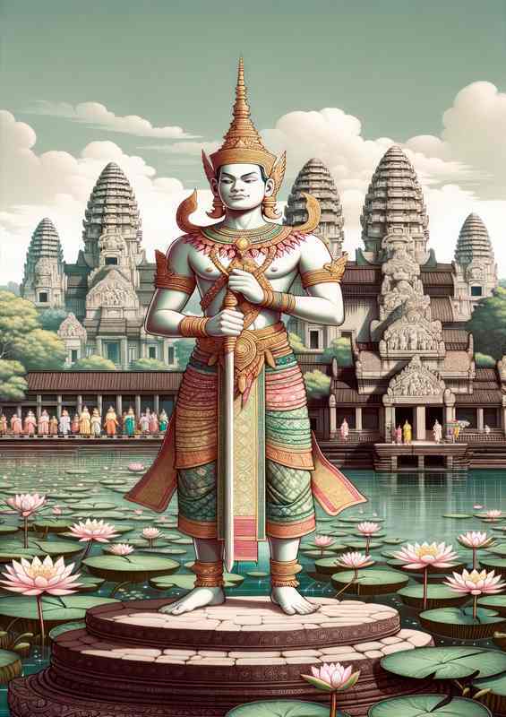 Khmer deity Preah Pisnulok valiant and serene | Metal Poster