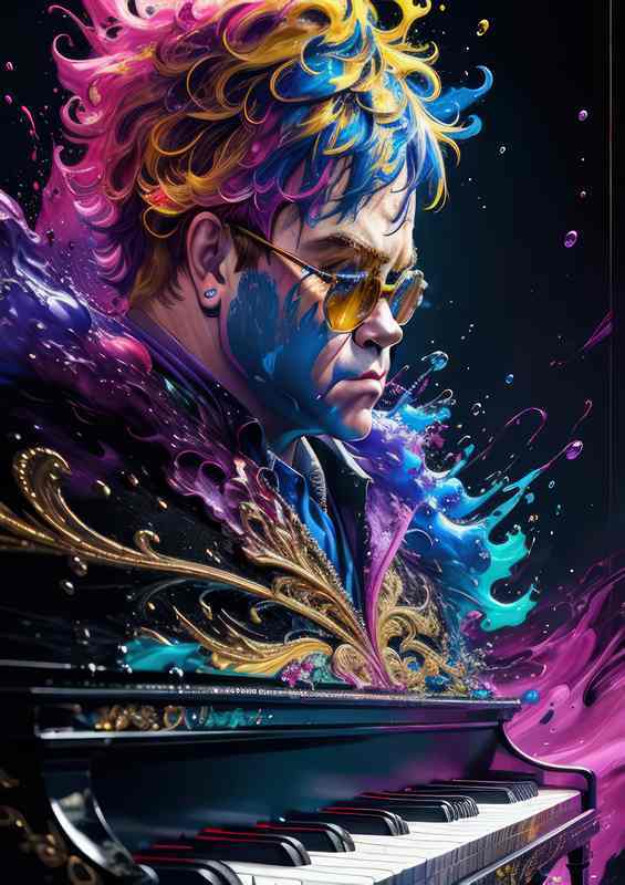 Elton John playin | Metal Poster