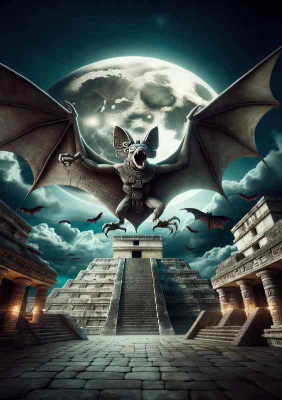 Mayan god Camazotz bat god of night | Metal Poster