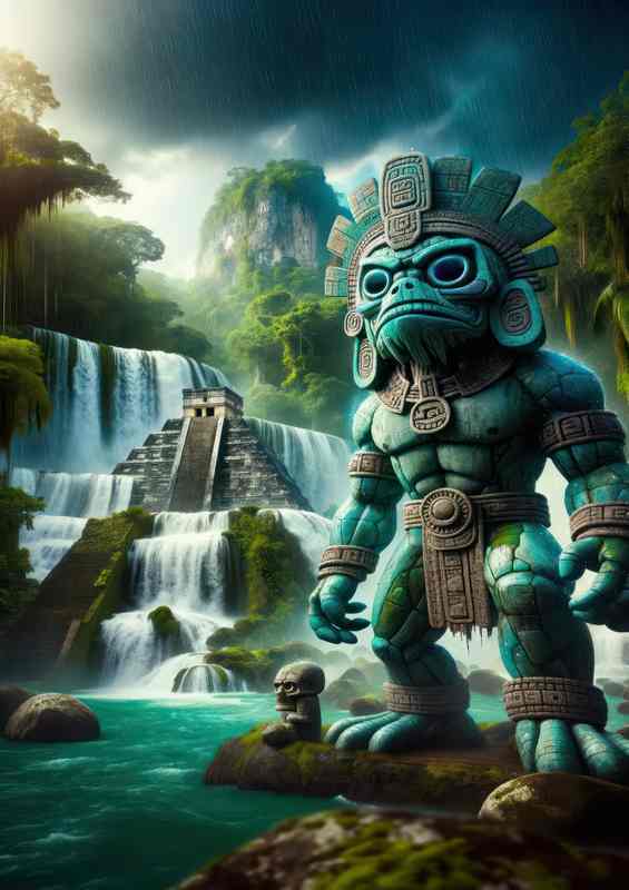 Mesoamerican deity Tlaloc powerful and rain bringing | Metal Poster