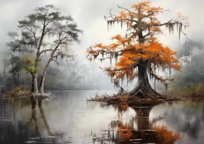 Swamp Tree In The Mist | Metal Poster