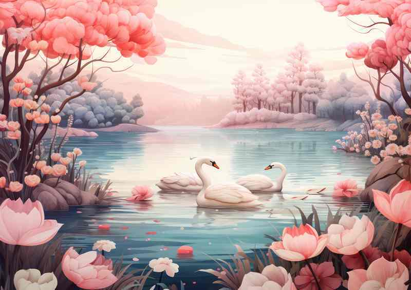 Swan Lake in Pink | Metal Poster