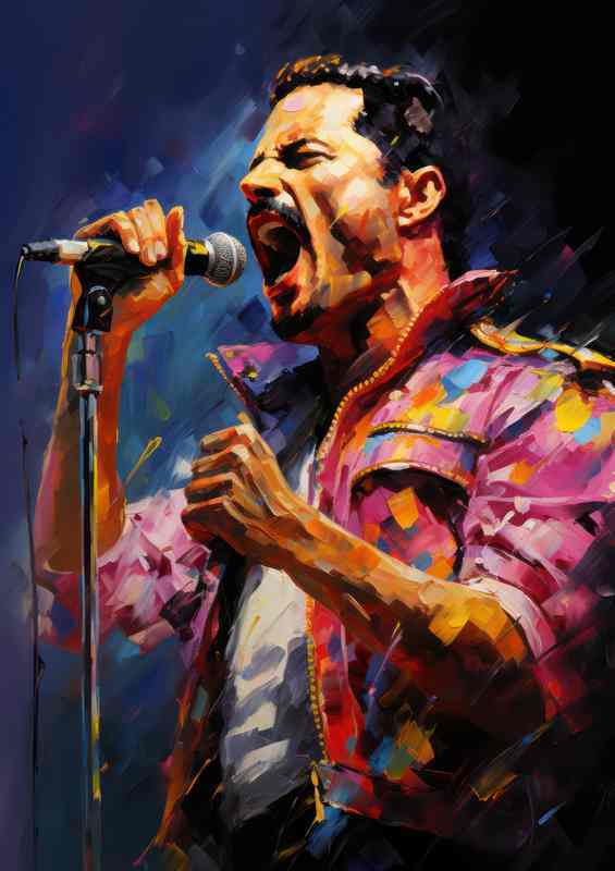 Freddie Mercury Very colourful art | Metal Poster
