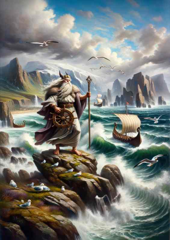 Njord Sea & Wind God Metal Poster