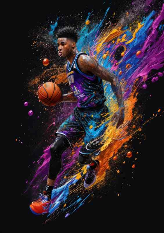 Basketball Dynamic Splash Art | Metal Poster