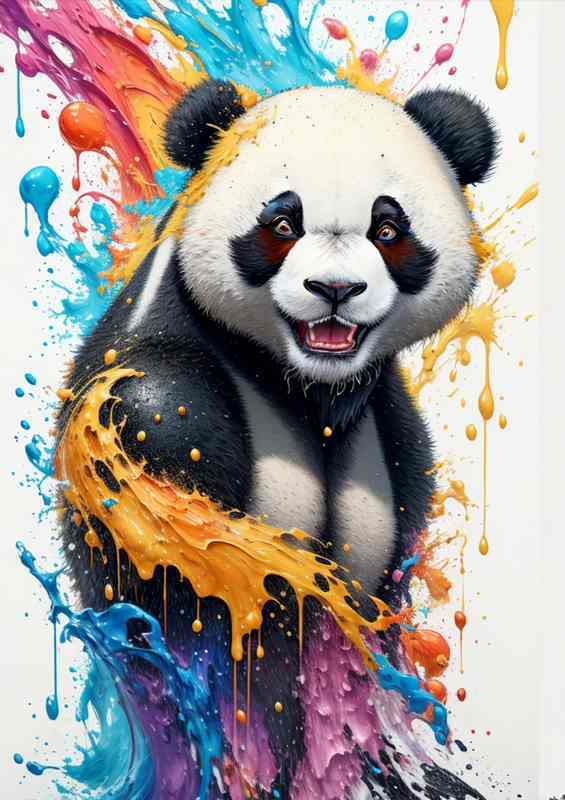 Colourful Bamboo Ballet Panda splash art | Metal Poster