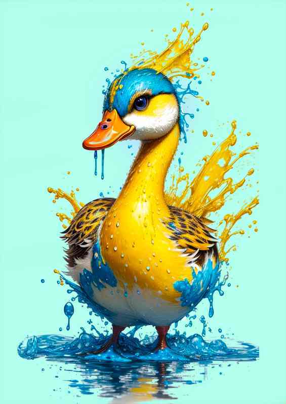 Dazzling Duckling Splash Art | Metal Poster