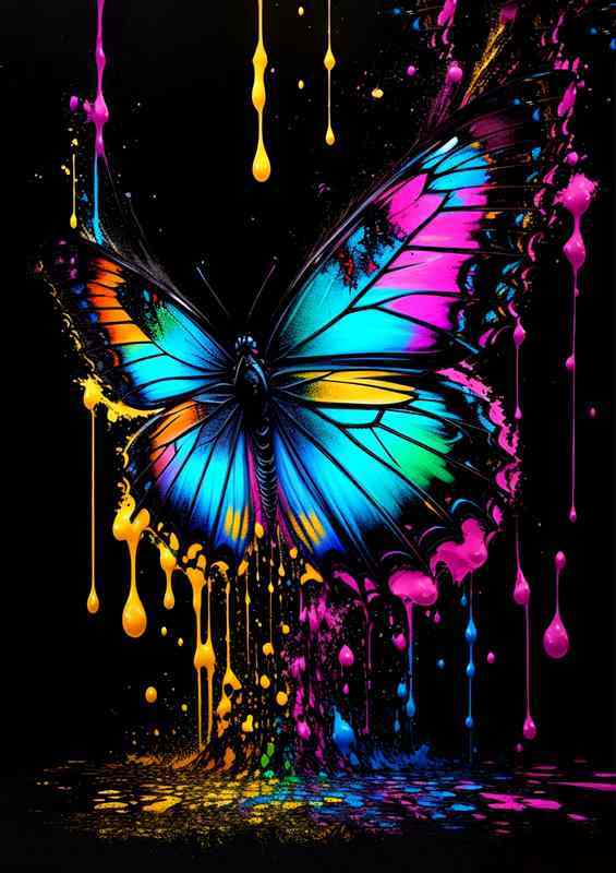 Dynamic Butterfly Dream Splash Art Wonder | Metal Poster
