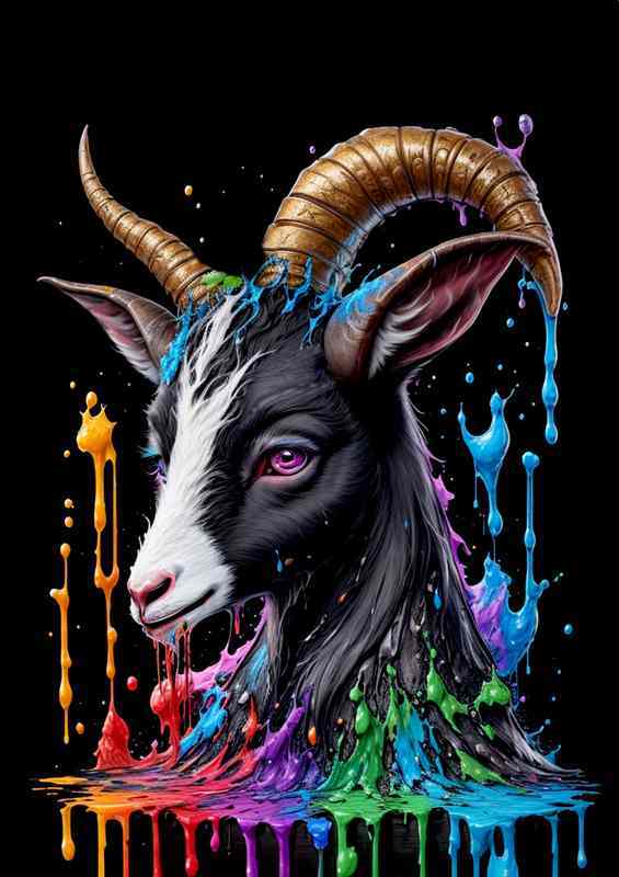 Dynamic Goat Dream Radiant Splash Art Design | Metal Poster