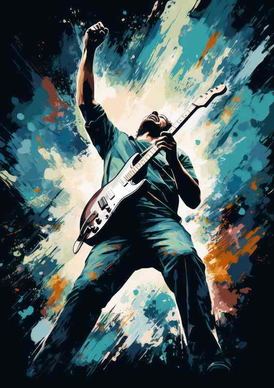 Guitar player with his hands in the air | Metal Poster