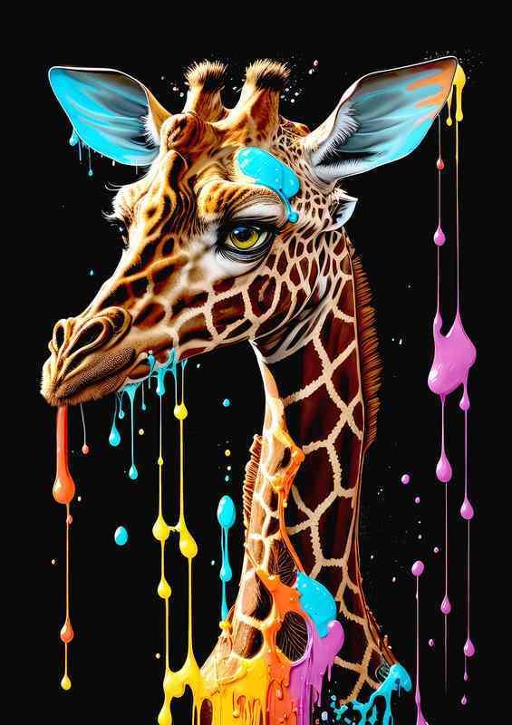 Jerry Giraffe Splash Art Metal Poster