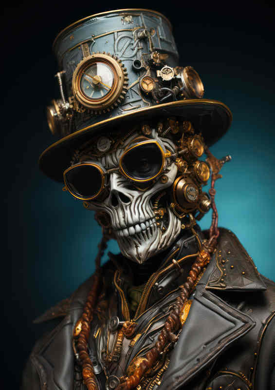 Steampund style skull face abstract style | Metal Poster