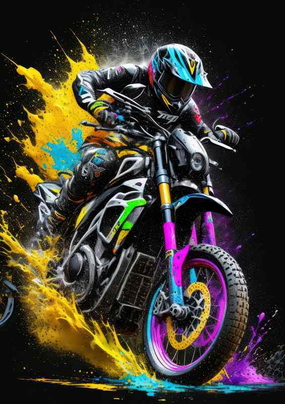 Motocross Splash Dirt Bike Art | Metal Poster