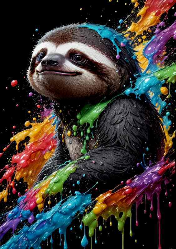 Sloth with a splash of colour | Metal Poster