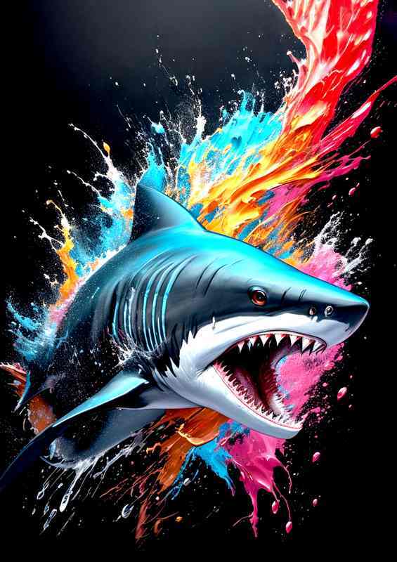 Spectacular Shark Wisdom spalsh art | Metal Poster