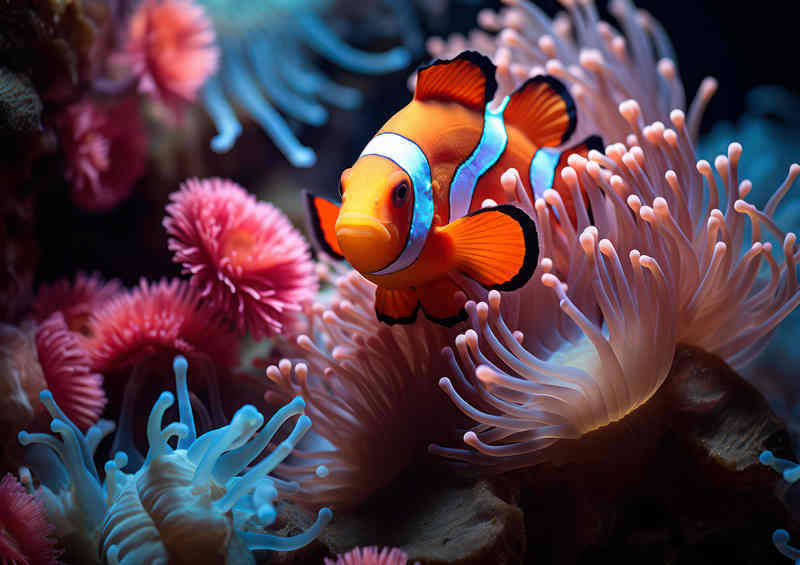 The Clown fish is in the sea anemone | Metal Poster