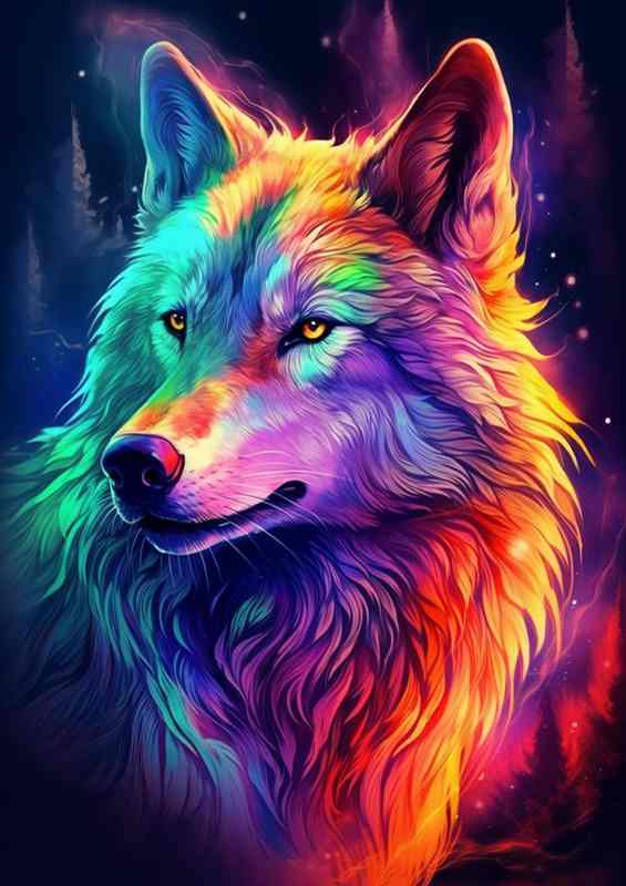 Spectacular Wolf Wisdom Unique Splash Artwork | Metal Poster