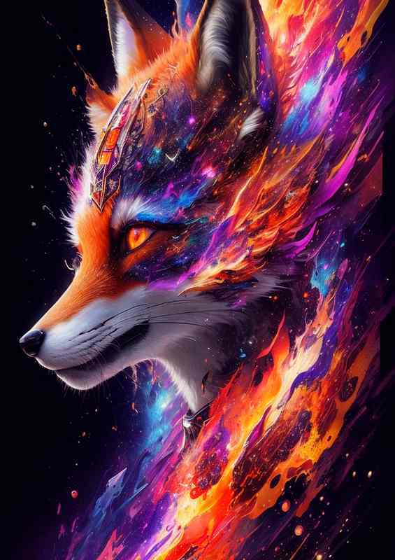 Vibrant Fox Fantasy in the sky | Metal Poster