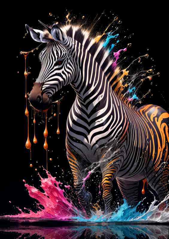 Zebra a world of rainbows | Metal Poster
