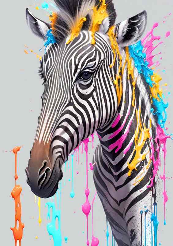 Zoe the zebra splash art | Metal Poster