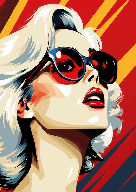 Lady gaga pop art with glasses | Metal Poster