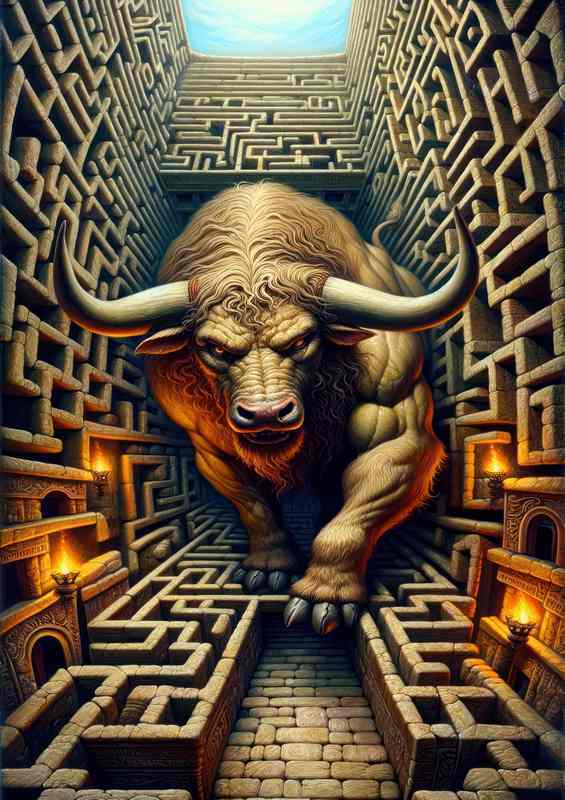 The fierce Minotaur half-man half bull | Metal Poster