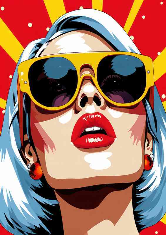 Lady gaga pop art with glasses style | Metal Poster