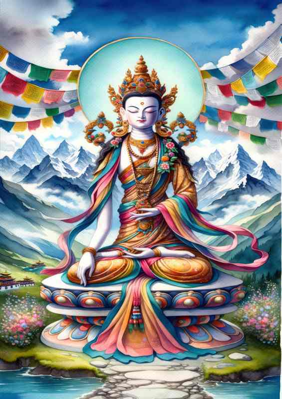 Tibetan deity Tara compassionate and serene | Metal Poster