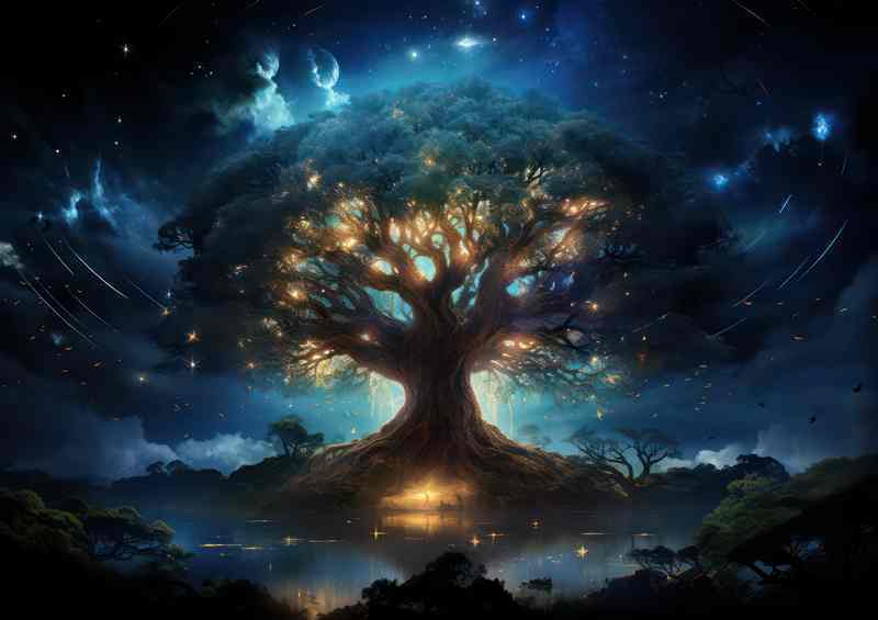 Tree of Life A Heavenly Drape Of Light | Metal Poster