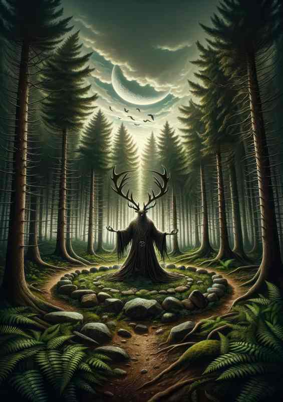 Wiccan deity The Horned God symbol of nature fertility | Metal Poster
