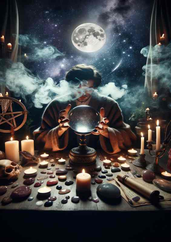 Wiccan Scrying Crystal Ball Metal Poster