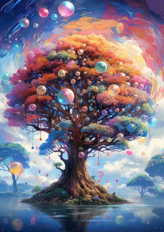 Hubble Bubble Multi Coloured Bubble Tree | Metal Poster