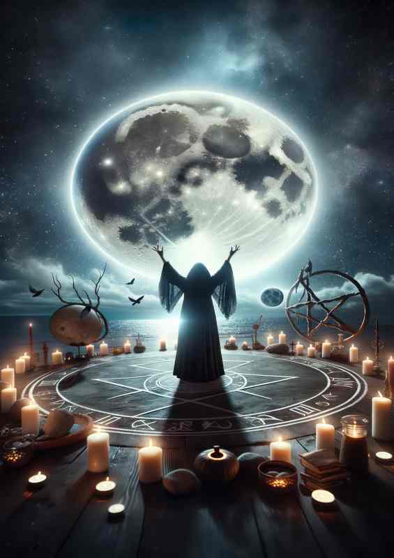 Moon Draw Ritual Metal Poster