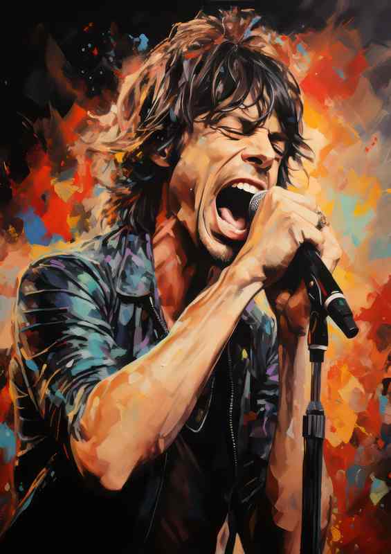 Mick Jagger Very colourful splash of art | Metal Poster