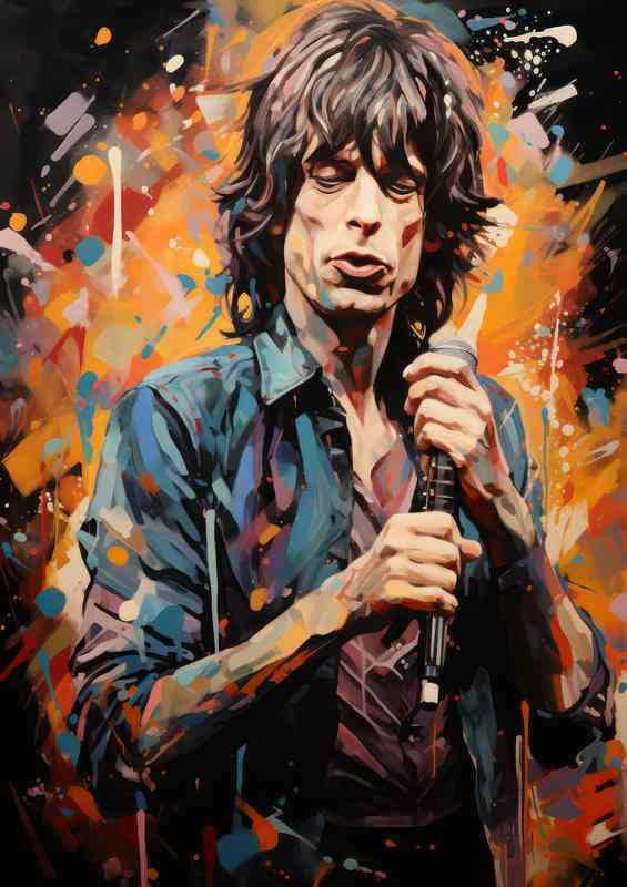 Mick Jagger Very colourful splash style | Metal Poster