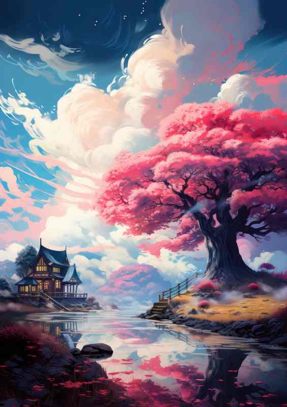 Pink Tree House Fantasy | Metal Poster