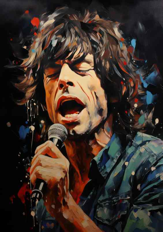 Mick Jagger painting style | Metal Poster