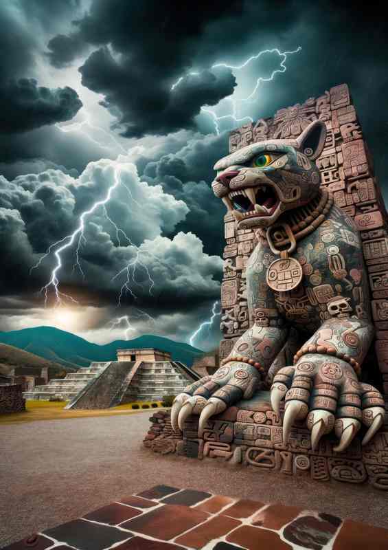 Zapotec deity Cocijo god of lightning and rain | Metal Poster
