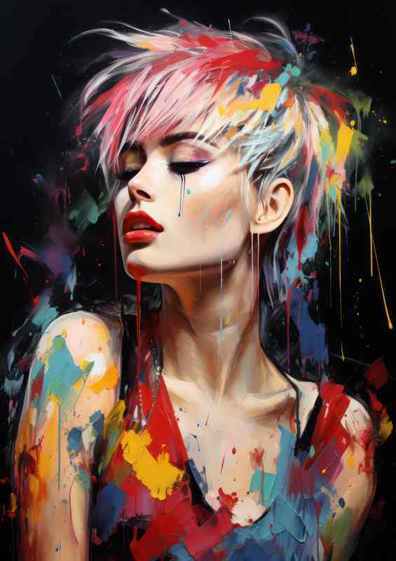 Miley Cyrus Very colourfu art | Metal Poster