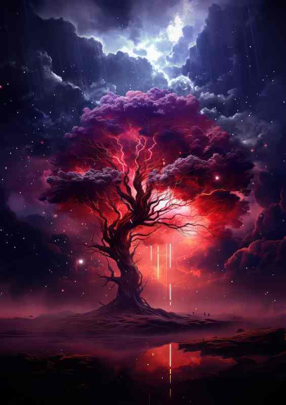The Tree In night | Metal Poster