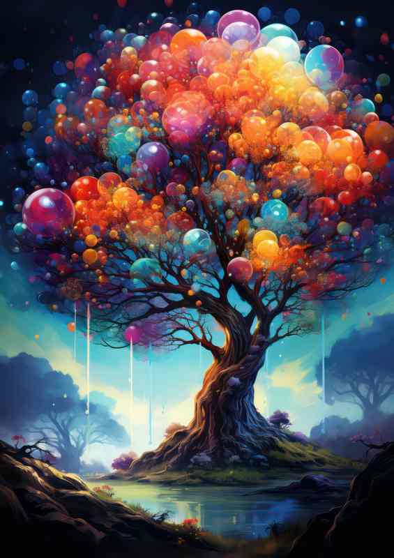 Tree of Colouful Bubbles | Metal Poster