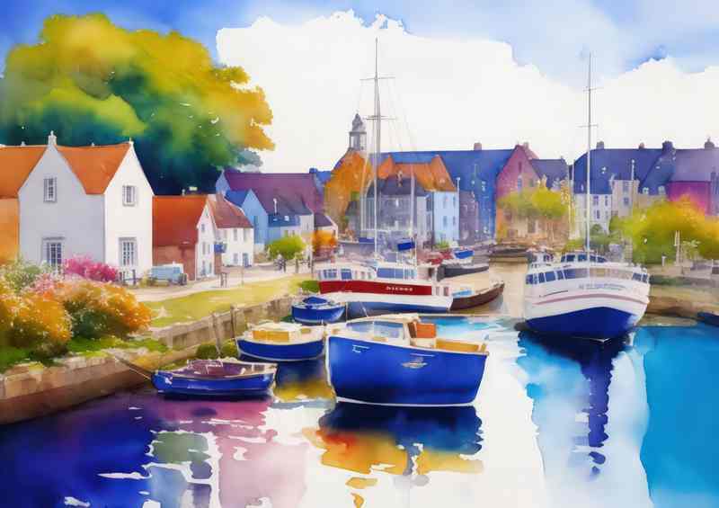 Harbour front Bliss Colorful Townscape | Metal Poster