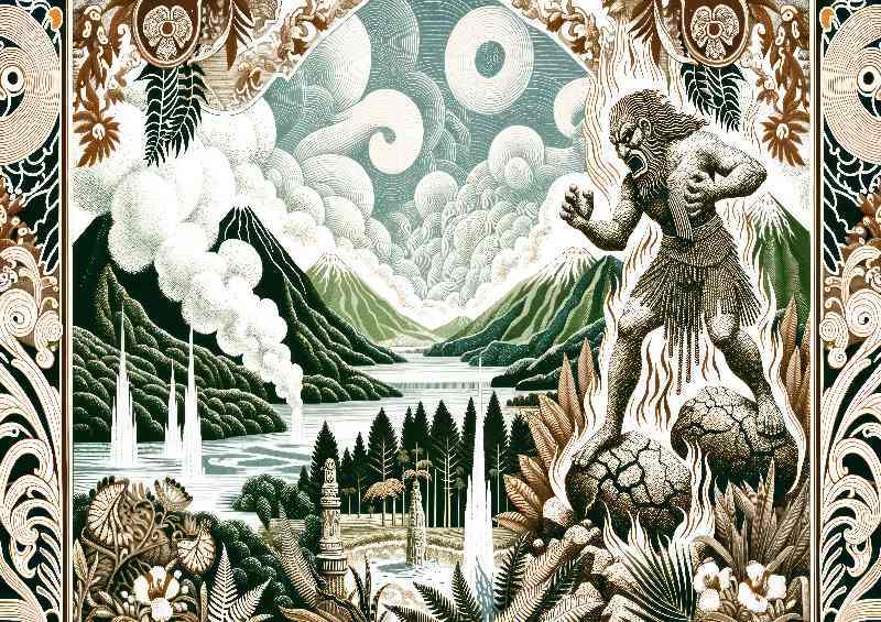 Maori deity Ruaumoko god of earthquakes | Metal Poster